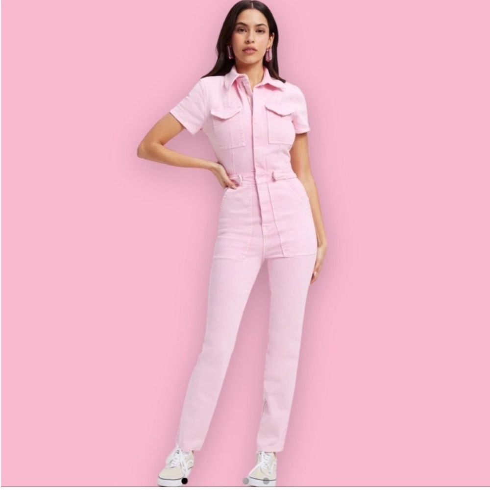 GOOD AMERICAN light pink FIT FOR SUCCESS UTILITY JUMPSUIT SIZE XL/4
